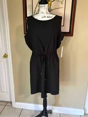 NWT Calvin Klein Black Dress Drawstring Waist Size 14